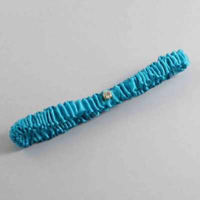 Tornado Blue Satin Wedding Garter / Solid Teal Wedding Garters / Wedding Garter / Custom Wedding Garter / Bridal Garter / Prom Garter / Linda Joyce Couture / Personalized Garter / Personalized Wedding Garter / Personalized Prom Garter