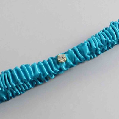 Tornado Blue Satin Wedding Garter / Solid Teal Wedding Garters / Wedding Garter / Custom Wedding Garter / Bridal Garter / Prom Garter / Linda Joyce Couture / Personalized Garter / Personalized Wedding Garter / Personalized Prom Garter