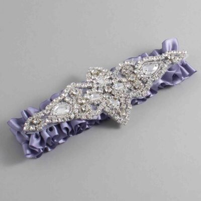 Thistle Satin Wedding Garter / Solid Purple Wedding Garters / Lorine # (435-435)-01-A09-Silver