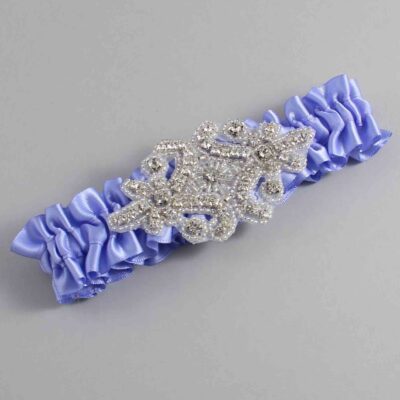 Iris Satin Wedding Garter / Solid Purple Wedding Garters / Heather # (447-447)-01-A07-Silver