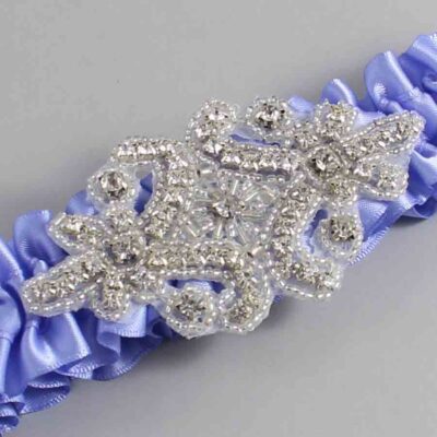 Iris Satin Wedding Garter / Solid Purple Wedding Garters / Heather # (447-447)-01-A07-Silver