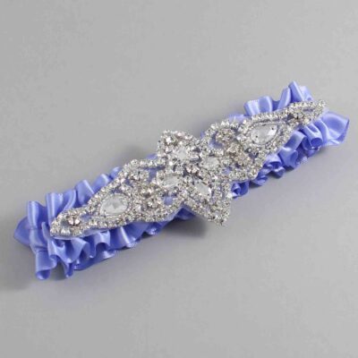 Iris Satin Wedding Garter / Solid Purple Wedding Garters / Lorine # (447-447)-01-A09-Silver