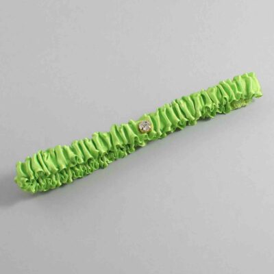 Green Yellow Satin Wedding Garter / Solid Green Wedding Garters / Wedding Garter / Custom Wedding Garter / Bridal Garter / Prom Garter / Linda Joyce Couture / Personalized Garter / Personalized Wedding Garter / Personalized Prom Garter