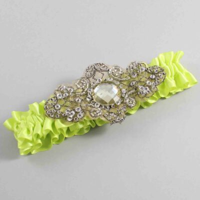 Pineapple Satin with Brown Wedding Garter / Yellow Wedding Garters / Bijou # (625-625)-01-A01-Antique