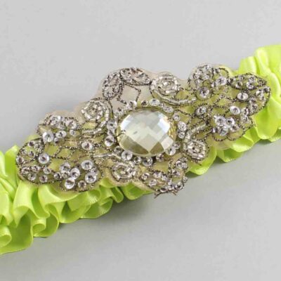 Pineapple Satin with Brown Wedding Garter / Yellow Wedding Garters / Bijou # (625-625)-01-A01-Antique