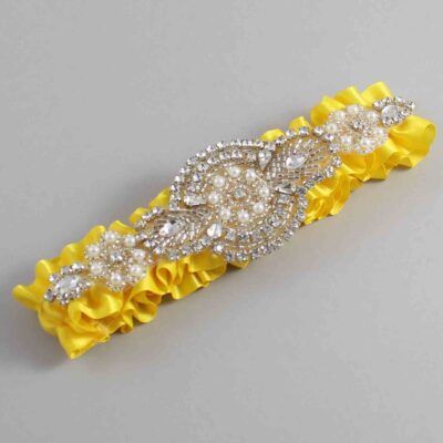 Sunglow Satin Wedding Garter / Solid Yellow Wedding Garters / Wedding Garter / Custom Wedding Garter / Bridal Garter / Prom Garter / Linda Joyce Couture / Personalized Garter / Personalized Wedding Garter / Personalized Prom Garter