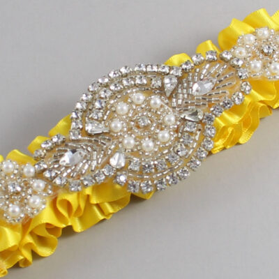 Sunglow Satin Wedding Garter / Solid Yellow Wedding Garters / Wedding Garter / Custom Wedding Garter / Bridal Garter / Prom Garter / Linda Joyce Couture / Personalized Garter / Personalized Wedding Garter / Personalized Prom Garter