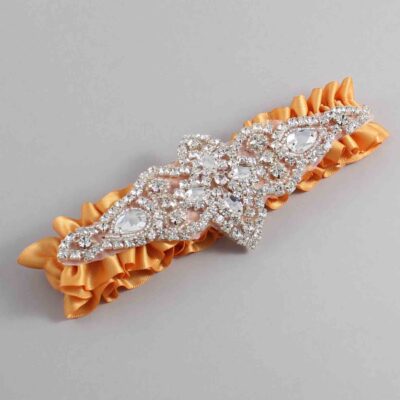 Gold Satin Wedding Garter / Solid Gold Wedding Garters / Lorine # (675-675)-01-A09-Silver