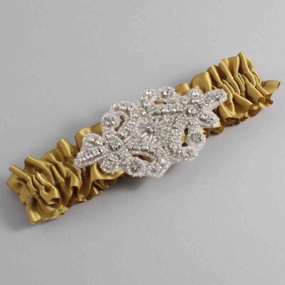 Dijon Satin Wedding Garter / Solid Gold Wedding Garters / Heather # (687-687)-01-A07-Silver