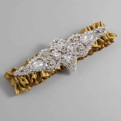 Dijon Satin Wedding Garter / Solid Gold Wedding Garters / Lorine # (687-687)-01-A09-Silver