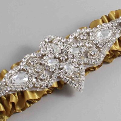 Dijon Satin Wedding Garter / Solid Gold Wedding Garters / Lorine # (687-687)-01-A09-Silver