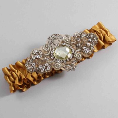Topaz with Brown Wedding Garter / Gold Wedding Garters / Bijou # (783-783)-01-A01-Antique