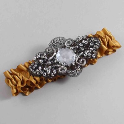 Topaz with Black Wedding Garter / Gold Wedding Garters / Bijou # (783-783)-01-A02-Black