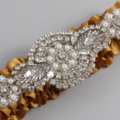 Topaz Wedding Garter / Solid Gold Wedding Garters / Charlotte # (783-783)-01-A06-Silver