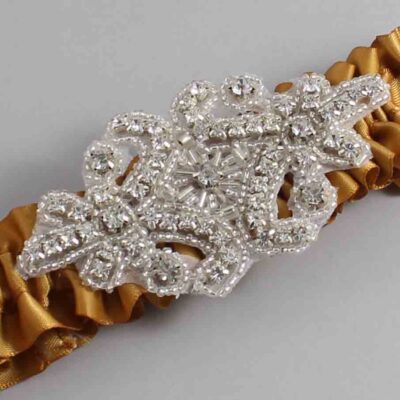 Topaz Wedding Garter / Solid Gold Wedding Garters / Heather # (783-783)-01-A07-Silver