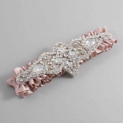 Vanilla Satin Wedding Garter / Solid Brown Wedding Garters / Lorine # (813-813)-01-A09-Silver