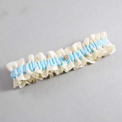 Ivory and Alice Blue Satin Wedding Garter / Ivory and Blue Wedding Garters / Wedding Garter / Custom Wedding Garter / Bridal Garter / Prom Garter / Linda Joyce Couture / Personalized Garter / Personalized Wedding Garter / Personalized Prom Garter