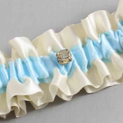 Ivory and Alice Blue Satin Wedding Garter / Ivory and Blue Wedding Garters / Wedding Garter / Custom Wedding Garter / Bridal Garter / Prom Garter / Linda Joyce Couture / Personalized Garter / Personalized Wedding Garter / Personalized Prom Garter