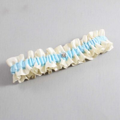 Ivory and Alice Blue Satin Wedding Garter / Ivory and Blue Wedding Garters / Wedding Garter / Custom Wedding Garter / Bridal Garter / Prom Garter / Linda Joyce Couture / Personalized Garter / Personalized Wedding Garter / Personalized Prom Garter