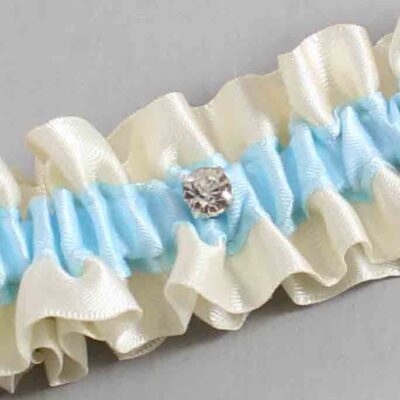 Ivory and Alice Blue Satin Wedding Garter / Ivory and Blue Wedding Garters / Wedding Garter / Custom Wedding Garter / Bridal Garter / Prom Garter / Linda Joyce Couture / Personalized Garter / Personalized Wedding Garter / Personalized Prom Garter