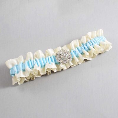 Ivory and Alice Blue Satin Wedding Garter / Ivory and Blue Wedding Garters / Wedding Garter / Custom Wedding Garter / Bridal Garter / Prom Garter / Linda Joyce Couture / Personalized Garter / Personalized Wedding Garter / Personalized Prom Garter
