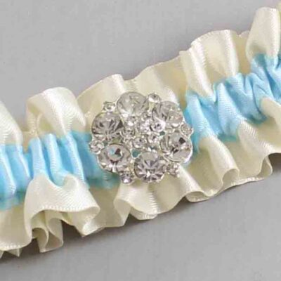 Ivory and Alice Blue Satin Wedding Garter / Ivory and Blue Wedding Garters / Wedding Garter / Custom Wedding Garter / Bridal Garter / Prom Garter / Linda Joyce Couture / Personalized Garter / Personalized Wedding Garter / Personalized Prom Garter