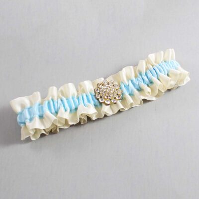 Ivory and Alice Blue Satin Wedding Garter / Ivory and Blue Wedding Garters / Wedding Garter / Custom Wedding Garter / Bridal Garter / Prom Garter / Linda Joyce Couture / Personalized Garter / Personalized Wedding Garter / Personalized Prom Garter