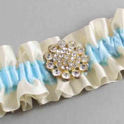 Ivory and Alice Blue Satin Wedding Garter / Ivory and Blue Wedding Garters / Wedding Garter / Custom Wedding Garter / Bridal Garter / Prom Garter / Linda Joyce Couture / Personalized Garter / Personalized Wedding Garter / Personalized Prom Garter