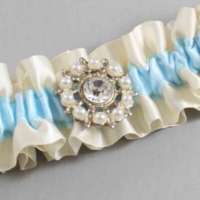 Ivory and Alice Blue Satin Wedding Garter / Ivory and Blue Wedding Garters / Wedding Garter / Custom Wedding Garter / Bridal Garter / Prom Garter / Linda Joyce Couture / Personalized Garter / Personalized Wedding Garter / Personalized Prom Garter