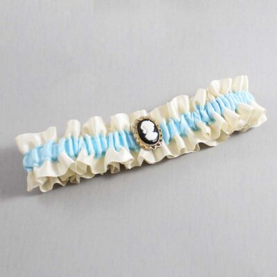Ivory and Alice Blue Satin Wedding Garter / Ivory and Blue Wedding Garters / Wedding Garter / Custom Wedding Garter / Bridal Garter / Prom Garter / Linda Joyce Couture / Personalized Garter / Personalized Wedding Garter / Personalized Prom Garter