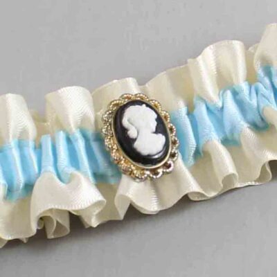 Ivory and Alice Blue Satin Wedding Garter / Ivory and Blue Wedding Garters / Wedding Garter / Custom Wedding Garter / Bridal Garter / Prom Garter / Linda Joyce Couture / Personalized Garter / Personalized Wedding Garter / Personalized Prom Garter