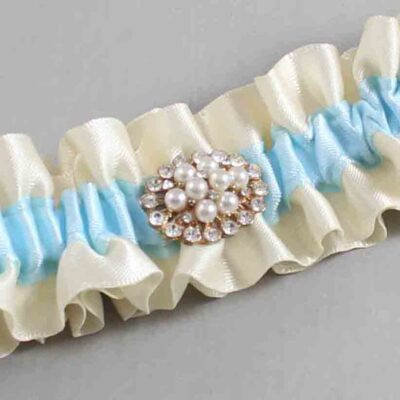 Ivory and Alice Blue Satin Wedding Garter / Ivory and Blue Wedding Garters / Wedding Garter / Custom Wedding Garter / Bridal Garter / Prom Garter / Linda Joyce Couture / Personalized Garter / Personalized Wedding Garter / Personalized Prom Garter