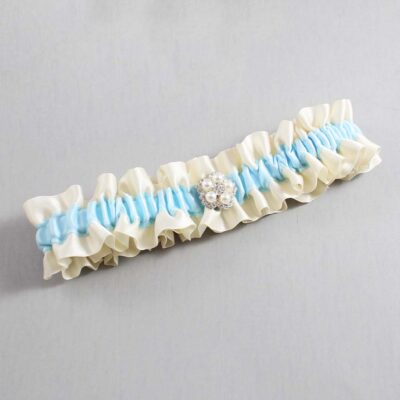 Ivory and Alice Blue Satin Wedding Garter / Ivory and Blue Wedding Garters / Wedding Garter / Custom Wedding Garter / Bridal Garter / Prom Garter / Linda Joyce Couture / Personalized Garter / Personalized Wedding Garter / Personalized Prom Garter