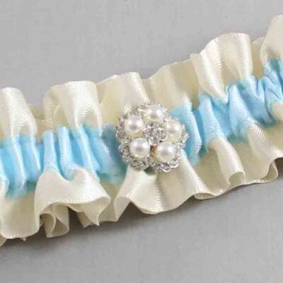 Ivory and Alice Blue Satin Wedding Garter / Ivory and Blue Wedding Garters / Wedding Garter / Custom Wedding Garter / Bridal Garter / Prom Garter / Linda Joyce Couture / Personalized Garter / Personalized Wedding Garter / Personalized Prom Garter