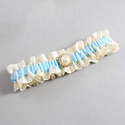 Ivory and Alice Blue Satin Wedding Garter / Ivory and Blue Wedding Garters / Wedding Garter / Custom Wedding Garter / Bridal Garter / Prom Garter / Linda Joyce Couture / Personalized Garter / Personalized Wedding Garter / Personalized Prom Garter