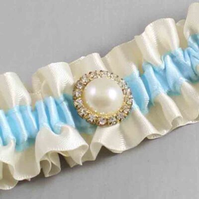 Ivory and Alice Blue Satin Wedding Garter / Ivory and Blue Wedding Garters / Wedding Garter / Custom Wedding Garter / Bridal Garter / Prom Garter / Linda Joyce Couture / Personalized Garter / Personalized Wedding Garter / Personalized Prom Garter