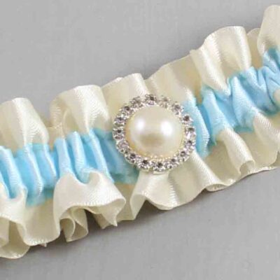 Ivory and Alice Blue Satin Wedding Garter / Ivory and Blue Wedding Garters / Wedding Garter / Custom Wedding Garter / Bridal Garter / Prom Garter / Linda Joyce Couture / Personalized Garter / Personalized Wedding Garter / Personalized Prom Garter