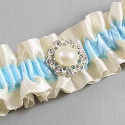 Ivory and Alice Blue Satin Wedding Garter / Ivory and Blue Wedding Garters / Wedding Garter / Custom Wedding Garter / Bridal Garter / Prom Garter / Linda Joyce Couture / Personalized Garter / Personalized Wedding Garter / Personalized Prom Garter