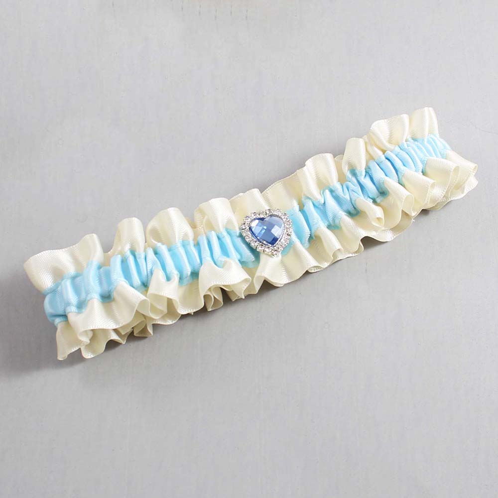 Ivory and Alice Blue Satin Wedding Garter / Ivory and Blue Wedding Garters / Wedding Garter / Custom Wedding Garter / Bridal Garter / Prom Garter / Linda Joyce Couture / Personalized Garter / Personalized Wedding Garter / Personalized Prom Garter