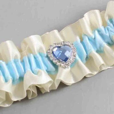 Ivory and Alice Blue Satin Wedding Garter / Ivory and Blue Wedding Garters / Wedding Garter / Custom Wedding Garter / Bridal Garter / Prom Garter / Linda Joyce Couture / Personalized Garter / Personalized Wedding Garter / Personalized Prom Garter