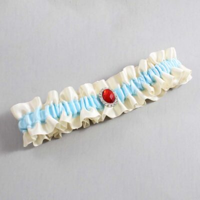 Ivory and Alice Blue Satin Wedding Garter / Ivory and Blue Wedding Garters / Wedding Garter / Custom Wedding Garter / Bridal Garter / Prom Garter / Linda Joyce Couture / Personalized Garter / Personalized Wedding Garter / Personalized Prom Garter