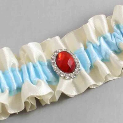 Ivory and Alice Blue Satin Wedding Garter / Ivory and Blue Wedding Garters / Wedding Garter / Custom Wedding Garter / Bridal Garter / Prom Garter / Linda Joyce Couture / Personalized Garter / Personalized Wedding Garter / Personalized Prom Garter