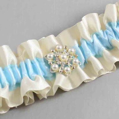 Ivory and Alice Blue Satin Wedding Garter / Ivory and Blue Wedding Garters / Wedding Garter / Custom Wedding Garter / Bridal Garter / Prom Garter / Linda Joyce Couture / Personalized Garter / Personalized Wedding Garter / Personalized Prom Garter