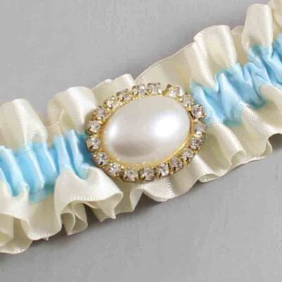 Ivory and Alice Blue Satin Wedding Garter / Ivory and Blue Wedding Garters / Wedding Garter / Custom Wedding Garter / Bridal Garter / Prom Garter / Linda Joyce Couture / Personalized Garter / Personalized Wedding Garter / Personalized Prom Garter