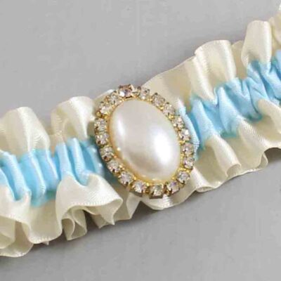 Ivory and Alice Blue Satin Wedding Garter / Ivory and Blue Wedding Garters / Wedding Garter / Custom Wedding Garter / Bridal Garter / Prom Garter / Linda Joyce Couture / Personalized Garter / Personalized Wedding Garter / Personalized Prom Garter