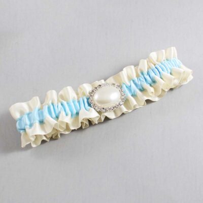 Ivory and Alice Blue Satin Wedding Garter / Ivory and Blue Wedding Garters / Wedding Garter / Custom Wedding Garter / Bridal Garter / Prom Garter / Linda Joyce Couture / Personalized Garter / Personalized Wedding Garter / Personalized Prom Garter