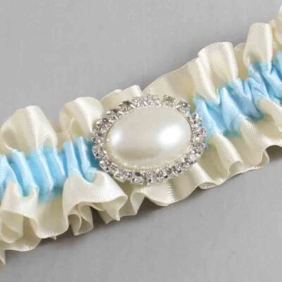 Ivory and Alice Blue Satin Wedding Garter / Ivory and Blue Wedding Garters / Wedding Garter / Custom Wedding Garter / Bridal Garter / Prom Garter / Linda Joyce Couture / Personalized Garter / Personalized Wedding Garter / Personalized Prom Garter