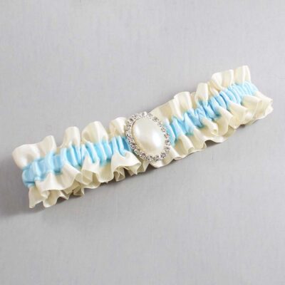 Ivory and Alice Blue Satin Wedding Garter / Ivory and Blue Wedding Garters / Wedding Garter / Custom Wedding Garter / Bridal Garter / Prom Garter / Linda Joyce Couture / Personalized Garter / Personalized Wedding Garter / Personalized Prom Garter