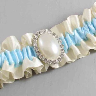 Ivory and Alice Blue Satin Wedding Garter / Ivory and Blue Wedding Garters / Wedding Garter / Custom Wedding Garter / Bridal Garter / Prom Garter / Linda Joyce Couture / Personalized Garter / Personalized Wedding Garter / Personalized Prom Garter