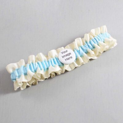 Ivory and Alice Blue Satin Wedding Garter / Ivory and Blue Wedding Garters / Wedding Garter / Custom Wedding Garter / Bridal Garter / Prom Garter / Linda Joyce Couture / Personalized Garter / Personalized Wedding Garter / Personalized Prom Garter